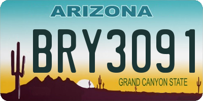 AZ license plate BRY3091
