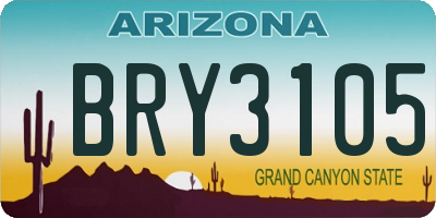 AZ license plate BRY3105