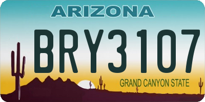 AZ license plate BRY3107