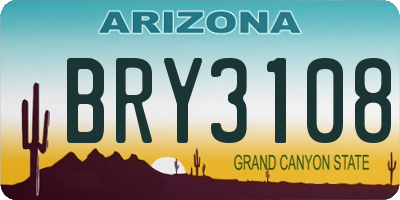 AZ license plate BRY3108