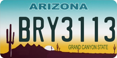 AZ license plate BRY3113