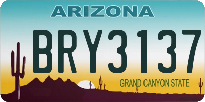 AZ license plate BRY3137