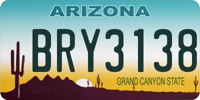 AZ license plate BRY3138