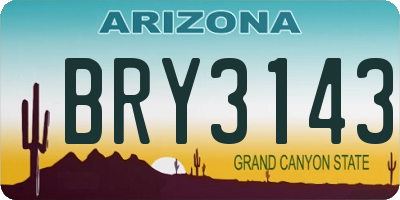 AZ license plate BRY3143