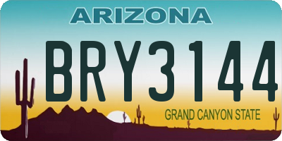 AZ license plate BRY3144