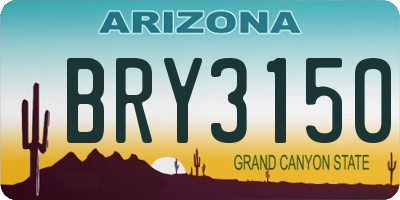 AZ license plate BRY3150