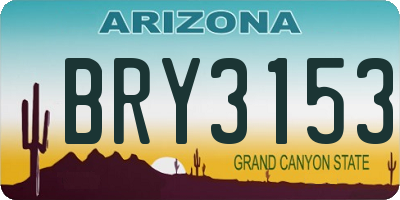 AZ license plate BRY3153