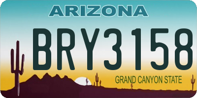 AZ license plate BRY3158