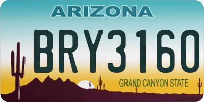 AZ license plate BRY3160