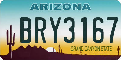 AZ license plate BRY3167