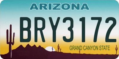 AZ license plate BRY3172