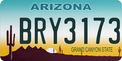 AZ license plate BRY3173