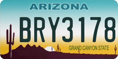 AZ license plate BRY3178