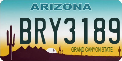 AZ license plate BRY3189
