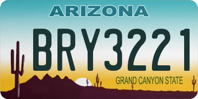 AZ license plate BRY3221