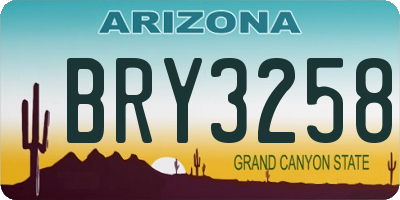 AZ license plate BRY3258