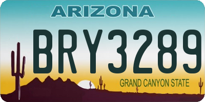 AZ license plate BRY3289