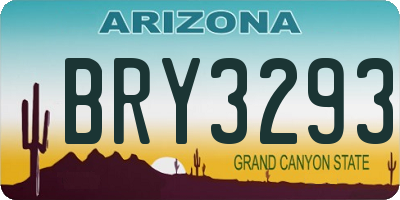 AZ license plate BRY3293
