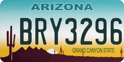AZ license plate BRY3296