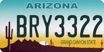 AZ license plate BRY3322