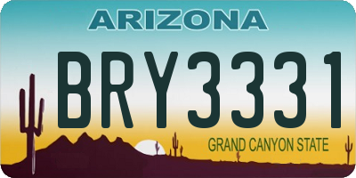 AZ license plate BRY3331