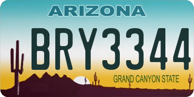 AZ license plate BRY3344