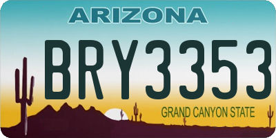 AZ license plate BRY3353