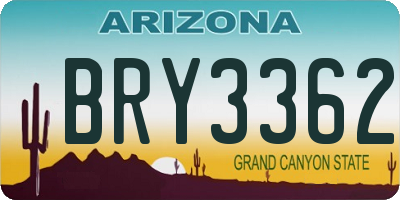 AZ license plate BRY3362