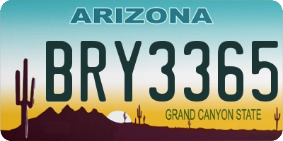 AZ license plate BRY3365