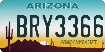 AZ license plate BRY3366