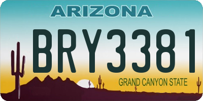 AZ license plate BRY3381