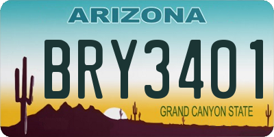 AZ license plate BRY3401