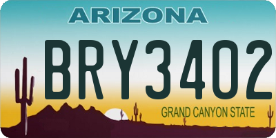 AZ license plate BRY3402