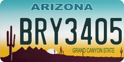 AZ license plate BRY3405