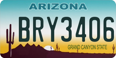 AZ license plate BRY3406