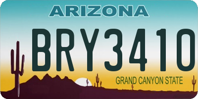 AZ license plate BRY3410