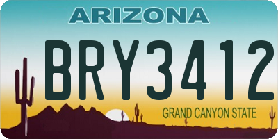 AZ license plate BRY3412