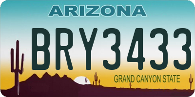 AZ license plate BRY3433