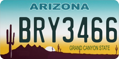 AZ license plate BRY3466