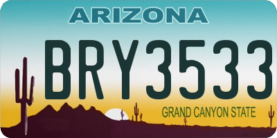 AZ license plate BRY3533
