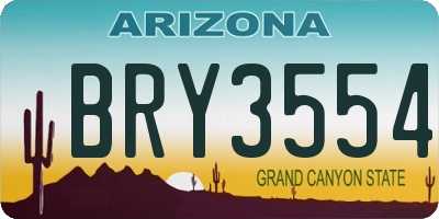 AZ license plate BRY3554