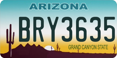 AZ license plate BRY3635