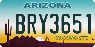 AZ license plate BRY3651