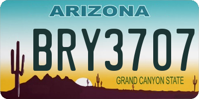 AZ license plate BRY3707
