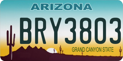 AZ license plate BRY3803