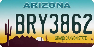 AZ license plate BRY3862