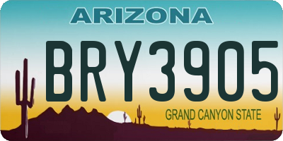 AZ license plate BRY3905