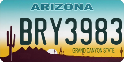 AZ license plate BRY3983