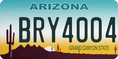AZ license plate BRY4004