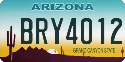 AZ license plate BRY4012
